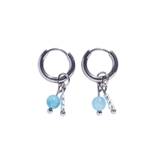 Oorbellen Birthstone mini zilver blauw