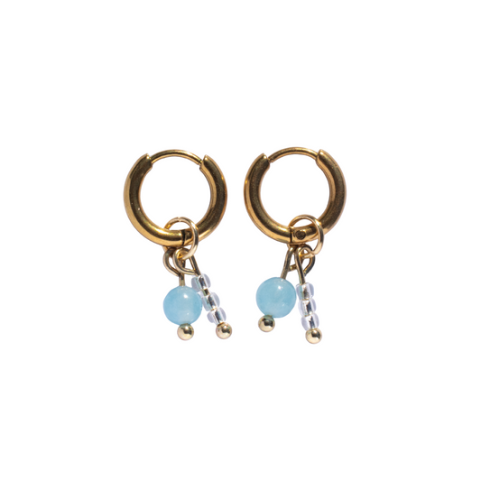 Oorbellen Birthstone mini goud blauw