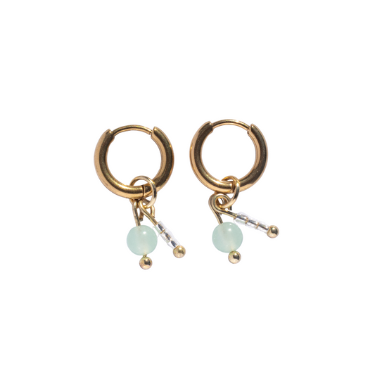 Oorbellen Birthstone mini goud groen