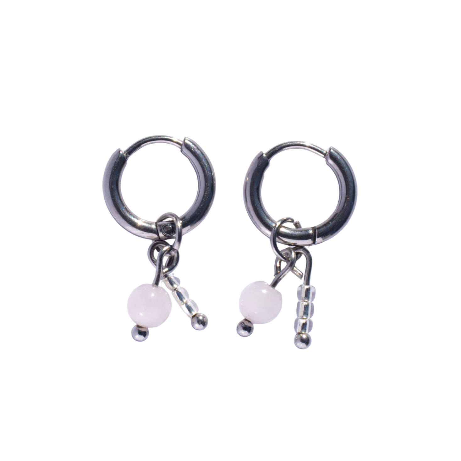 Oorbellen Birthstone Mini Zilver Roze