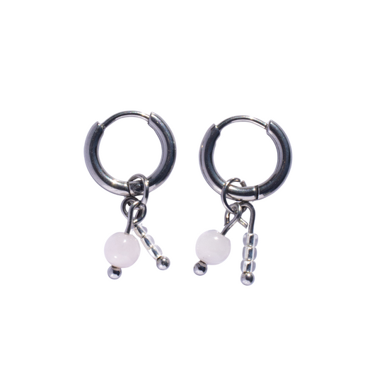 Oorbellen Birthstone mini zilver roze