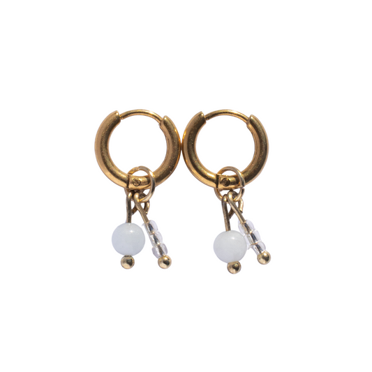 Oorbellen Birthstone mini goud wit