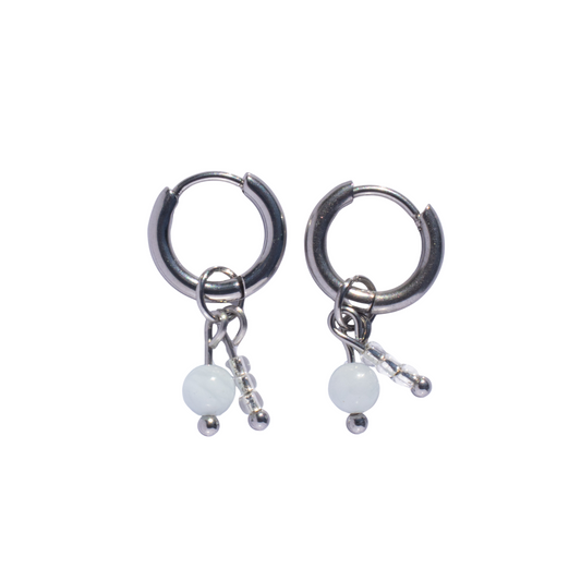 Oorbellen Birthstone mini zilver wit