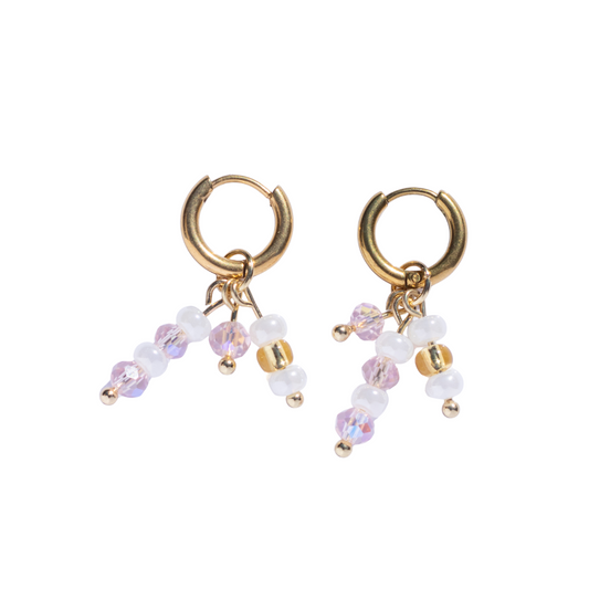 Oorbellen Ibiza goud roze