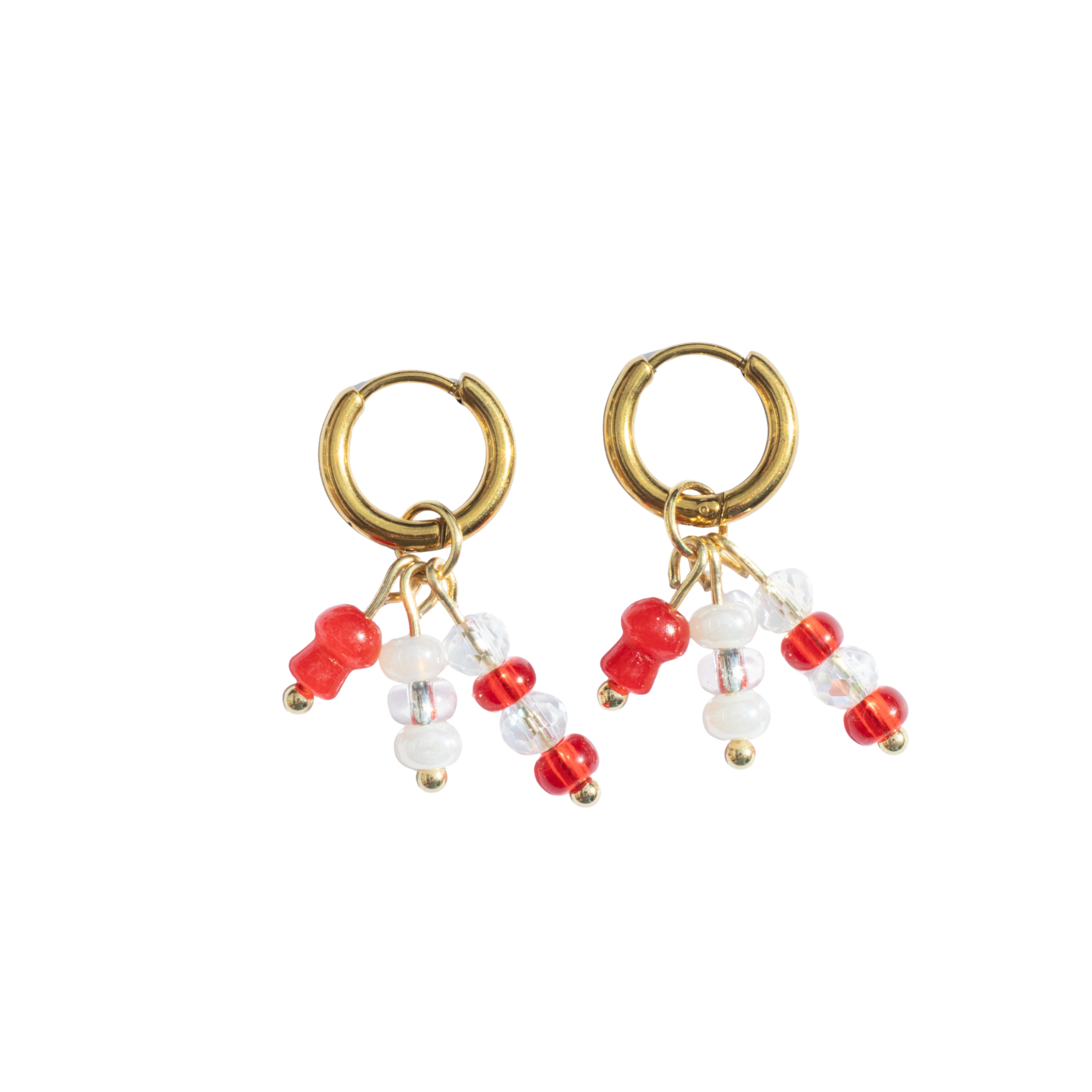 Oorbellen Mushroom Mini Goud Rood