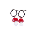 Oorbellen Mushroom Hoops Zilver Rood