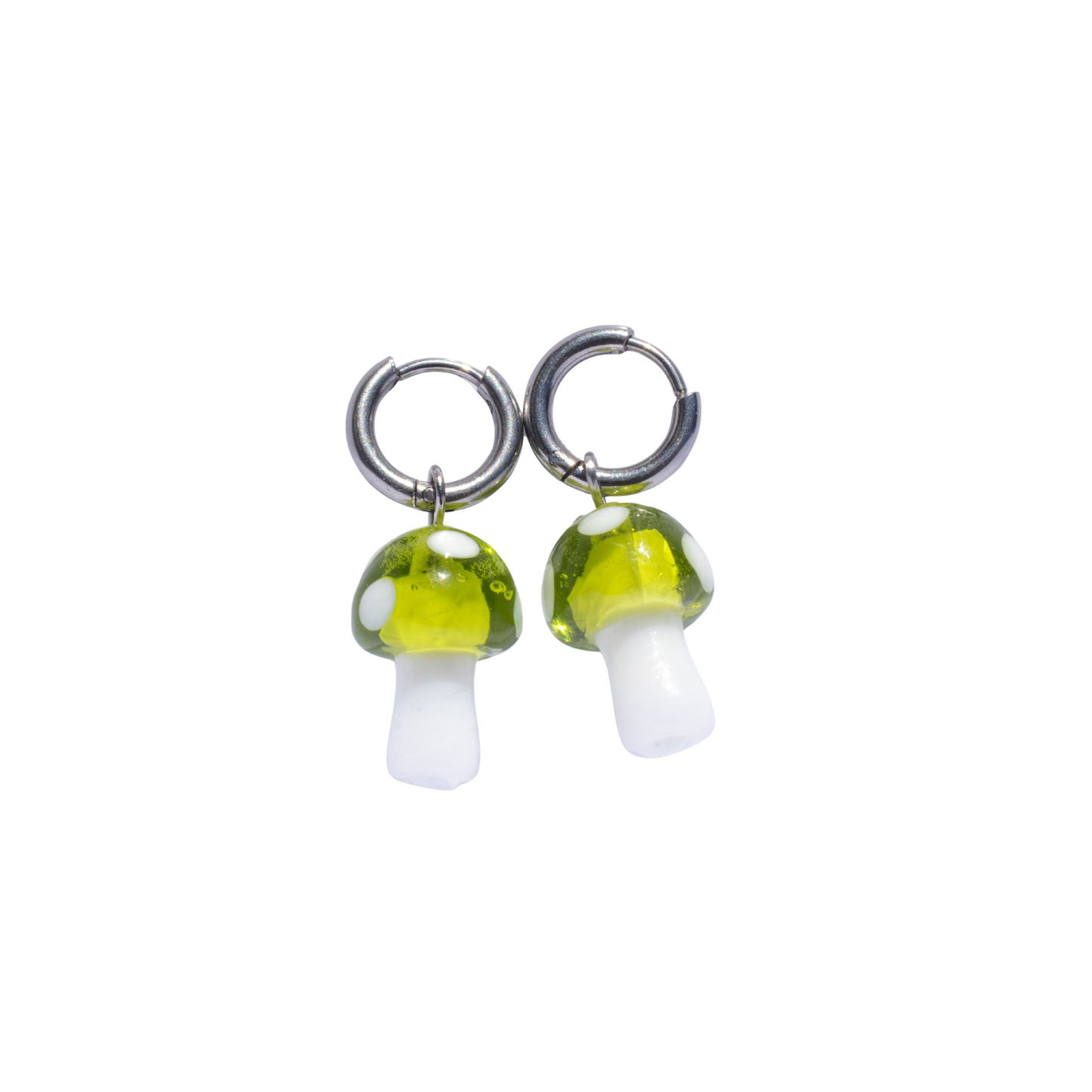 Oorbellen Mushroom zilver groen