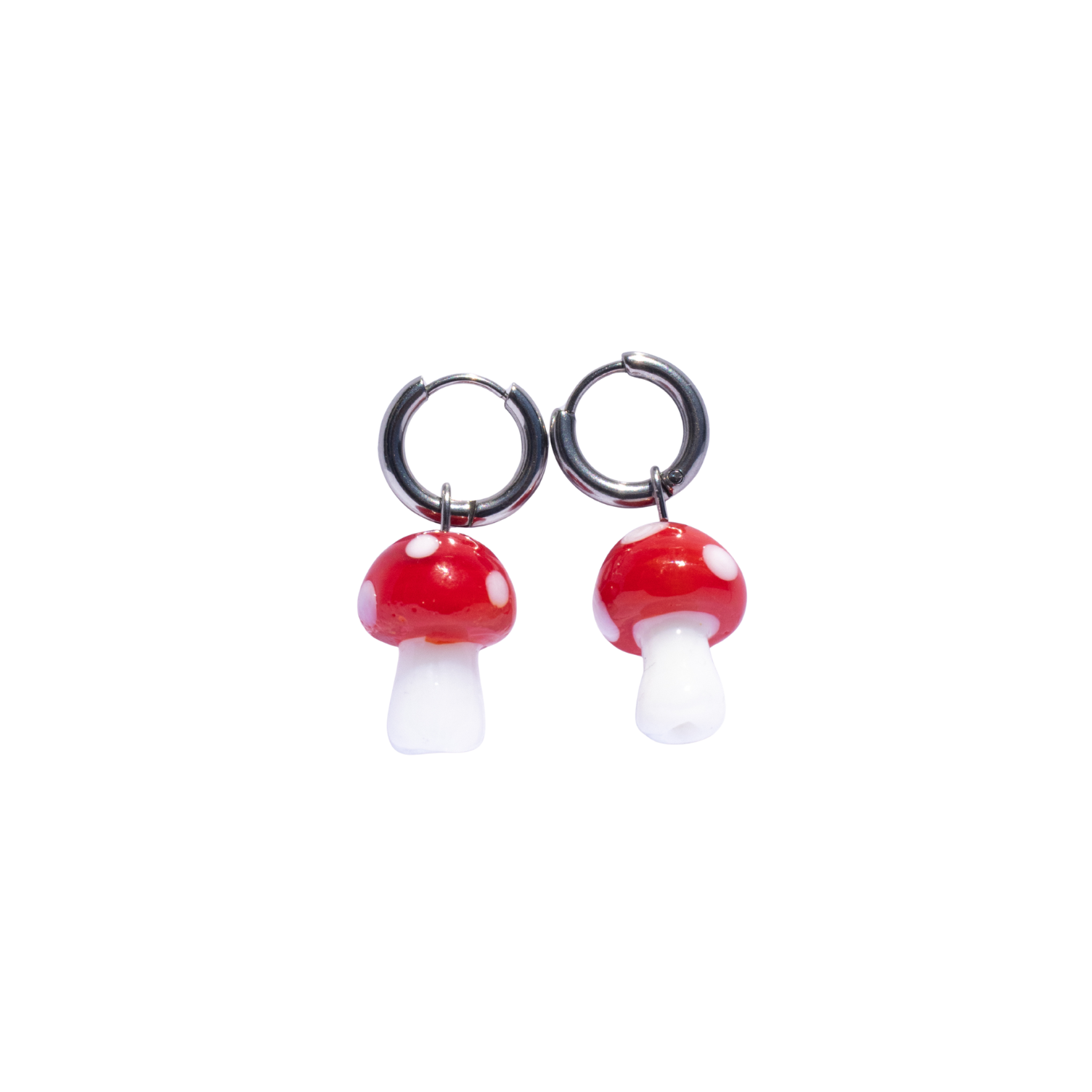 Oorbellen Mushroom Zilver Rood