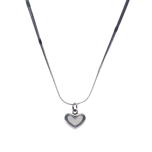 Ketting Pearly heart goud zilver
