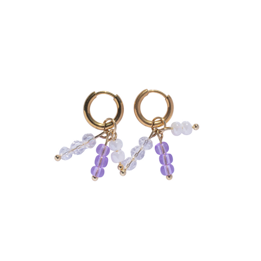 Oorbellen Shining pearl goud paars