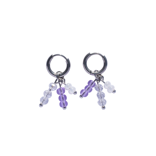 Oorbellen Shining pearl zilver paars