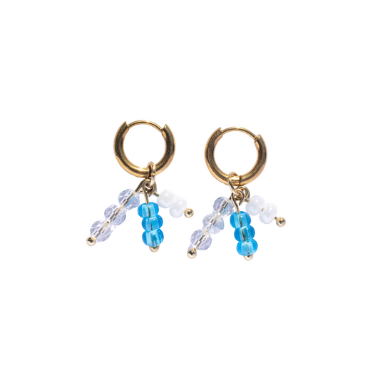 Oorbellen Shining pearl goud blauw