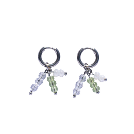 Oorbellen Shining pearl zilver groen